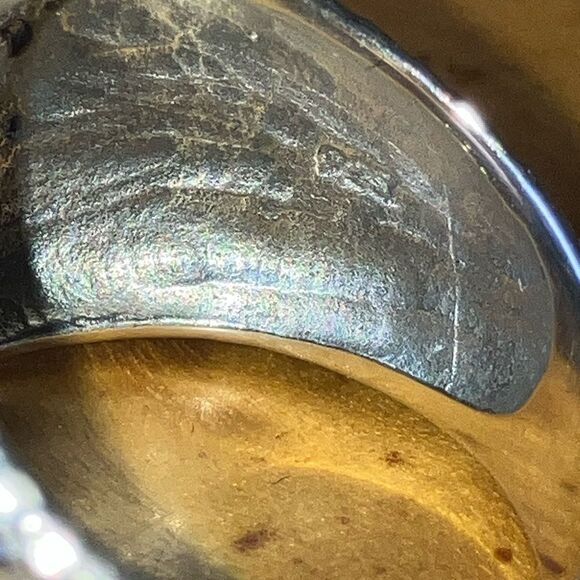 Natural Chrome Diopside Sterling Silver Hammered Ring Size 8 - Picture 6 of 9